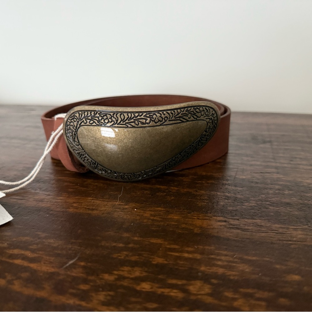 Free People Brown Belt with Gold Buckle